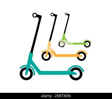 Scooter elettrici in vari colori, illustrazione vettoriale. Illustrazione Vettoriale