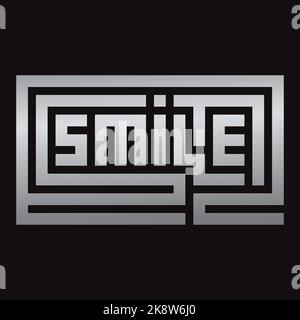 Smile lettering labirinto Typography disegno Vector Illustrazione. Modificabile, ridimensionabile, EPS 10, illustrazione vettoriale. Illustrazione Vettoriale