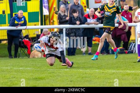 Disabili fisici Coppa del mondo di Rugby League a Victoria Park. L'Inghilterra ha giocato in Australia e ha vinto con forza con 58 punti a 6. Foto Stock