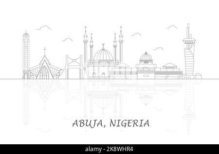 Profilo panorama Skyline della città di Abuja, Nigeria - illustrazione vettoriale Illustrazione Vettoriale