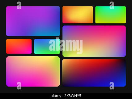 Set di illustrazioni di sfondo astratto colorate sfocate. Social media. Sfondo sfumato colorato per il tuo disegno grafico, banner, poster. Illustrazione vettoriale Illustrazione Vettoriale