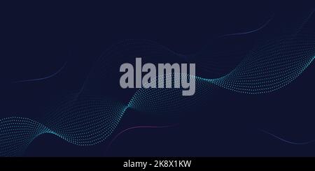 Blu flusso particella sfondo astratto, blu sfondo ondulato uso per le imprese, corporate, istituzione, pubblicità, poster, modello, vettore Illustrazione Vettoriale