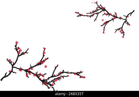Plum blossom Vector art immagini, albero Sakura. Fiore di ciliegio rosa immagine JPG di alta qualità Foto Stock