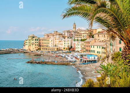 Vista panoramica a Bogliasco, Rivera di Levante, Liguria, Italia Foto Stock