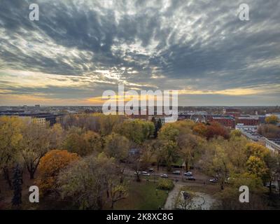 Vista della città vecchia nella città di Lodz, Polonia. Foto Stock