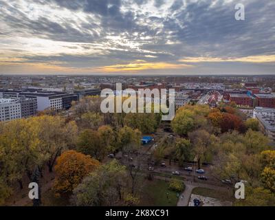 Vista della città vecchia nella città di Lodz, Polonia. Foto Stock