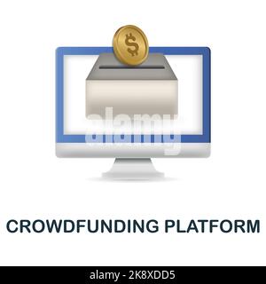 Icona Crowdfunding Platform. 3d illustrazione dalla collezione fintech del settore. Creative Crowdfunding Platform 3D icona per web design, modelli Illustrazione Vettoriale