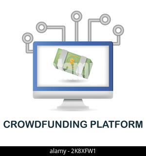 Icona Crowdfunding Platform. 3d illustrazione dalla collezione fintech. Creative Crowdfunding Platform 3D icona per web design, modelli, infografiche Illustrazione Vettoriale