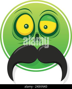 Illustrazione del design dei baffi Zombie Face emoji. EPS 10, modificabile, illustrazione vettoriale. Illustrazione Vettoriale