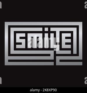 Smile lettering labirinto Typography disegno Vector Illustrazione. Modificabile, ridimensionabile, EPS 10, illustrazione vettoriale. Illustrazione Vettoriale