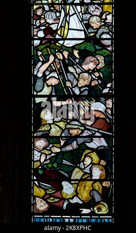 Risposte alle preghiere Pre-Raphelite vetrate disegnate da William Morris, Edward Burne-Jones, Saint Michaels & All Angels Church Lyndhurst UK Foto Stock