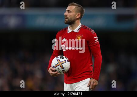 Luke Shaw of Manchester United - Chelsea contro Manchester United, Premier League, Stamford Bridge, Londra, Regno Unito - 22nd ottobre 2022 solo per uso editoriale - si applicano le restrizioni DataCo Foto Stock