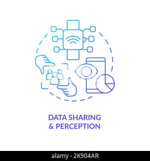 Icona del concetto di gradiente blu di percezione e condivisione dei dati Illustrazione Vettoriale