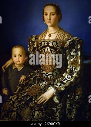 Ritratto della Granduchessa Eleonora di Toledo e del Figlio Giovanni, di Agnolo Bronzino, circa 1545, Galleria degli Uffizi, Firenze, Toscana, Italia, Agnolo di Cosimo, ha detto, il Bronzino, 1503-1752 Foto Stock