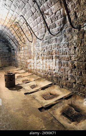 Francia, Mosa, Douaumont, il forte militare di Douaumont, le latrine. Foto Stock
