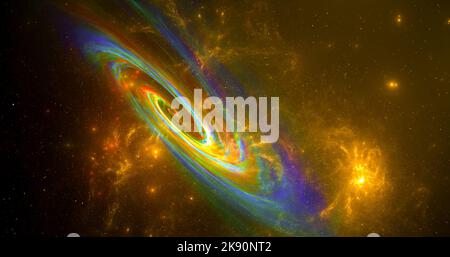 Fantastico sfondo astratto dalle stelle e galattico nello spazio. Spirale frattale. Foto Stock