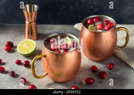 Boozy Cranberry Mosca Mule con Vodka e Lime Foto Stock