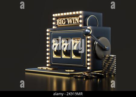 3D slot machine per il rendering di grandi vincite Foto Stock