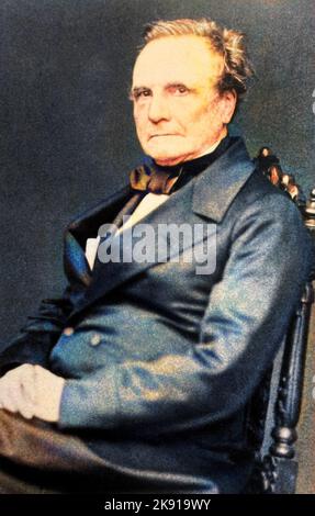 CHARLES BABBAGE (1791-1871) matematico inglese, inventore di un sistema informatico Foto Stock