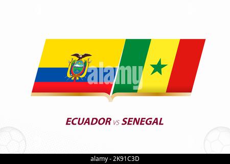 Ecuador vs Senegal nella competizione calcistica, Gruppo A. contro icona sullo sfondo del calcio. Icona Sport Vector. Illustrazione Vettoriale