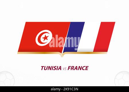 Tunisia vs Francia in Football Competition, Gruppo A. vs icona sullo sfondo del calcio. Icona Sport Vector. Illustrazione Vettoriale