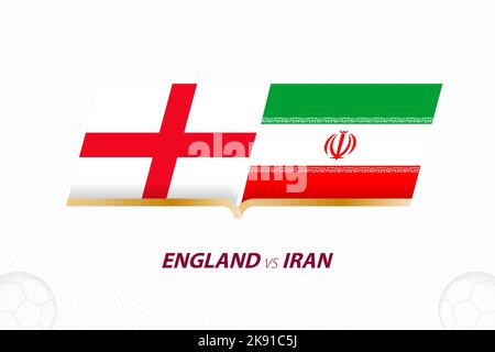 Inghilterra vs Iran in Football Competition, Gruppo A. contro icona sullo sfondo del calcio. Icona Sport Vector. Illustrazione Vettoriale