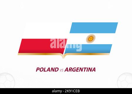 Polonia vs Argentina in Football Competition, Gruppo A. contro icona sullo sfondo del calcio. Icona Sport Vector. Illustrazione Vettoriale