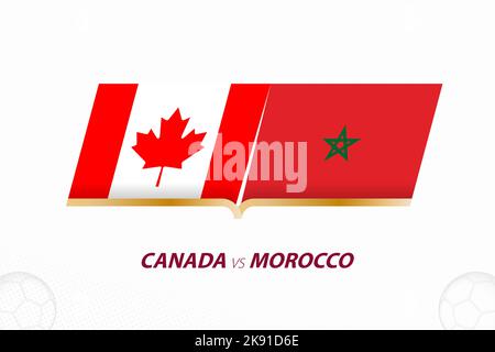 Canada vs Marocco in Football Competition, Gruppo A. icona contro su sfondo calcio. Icona Sport Vector. Illustrazione Vettoriale