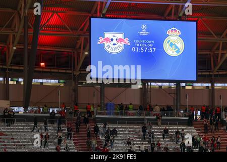 Lipsia, Germania. 25th Ott 2022. Calcio: Champions League, palcoscenico di gruppo, Gruppo F, Giornata 5 RB Leipzig - Real Madrid. Vista sull'arena. Credit: Jan Woitas/dpa/Alamy Live News Foto Stock