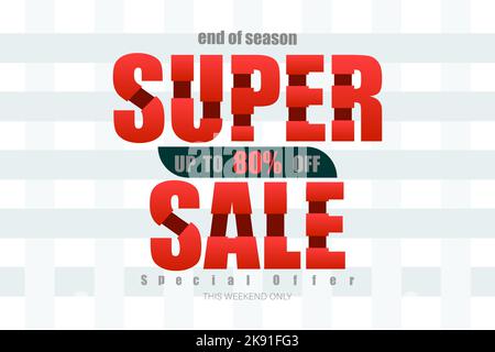 Una super vendita fino al 80% di fine anno offerta speciale tono colorato Illustrazione Vettoriale