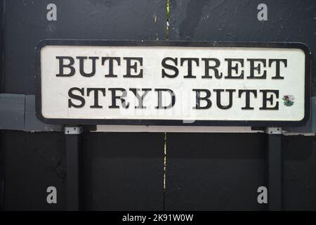 Bute Street Road Sign a Cardiff, Galles del Sud, Regno Unito Foto Stock