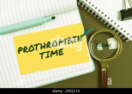 Didascalia concettuale tempo di protrombina. Stato concettuale della foto del rapporto tra il pubblico e un'azienda Foto Stock