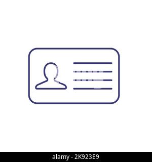 Carta d'identità linea icona vettore identificazione pittogramma persona business logo. Simbolo con foto d'identità. Illustrazione Vettoriale