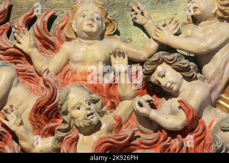 Le dernier Jugement. Eglise Notre-Dame de la Gorge. Les Contamines-Montjoie. Alta Savoia. Auvergne-Rhône-Alpi. Francia. Europa. Foto Stock