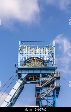 SONDERSHAUSEN, GERMANIA - 18 SETTEMBRE 2016: Vista al pozzo di stabilimento minerario Sondershausen in Germania. Riaperto come miniera turistica nel 1996 e riaperto come ha Foto Stock