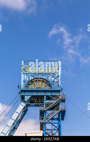 SONDERSHAUSEN, GERMANIA - 18 SETTEMBRE 2016: Vista al pozzo di stabilimento minerario Sondershausen in Germania. Riaperto come miniera turistica nel 1996 e riaperto come ha Foto Stock