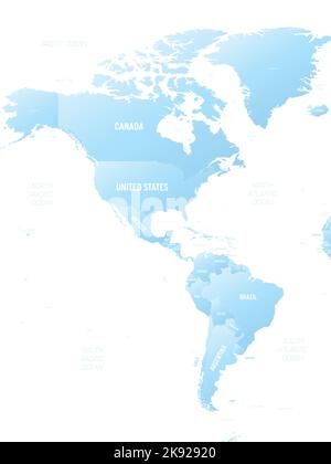 Americhe Mappa politica dettagliata con le scuderie Illustrazione Vettoriale