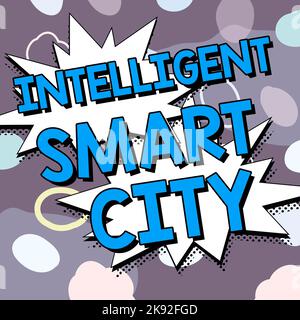 Ispirazione che mostra il segno Intelligent Smart City. Concetto che significa Urban Intelligent Building Automation System business Foto Stock