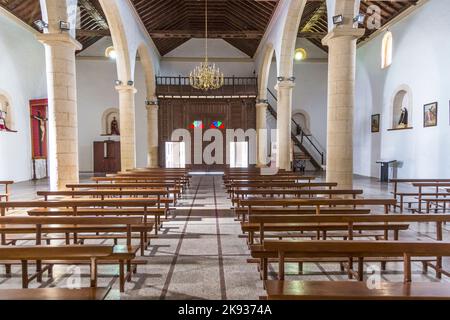 LA OLIVA, SPAGNA - 19 NOVEMBRE 2014: Chiesa di nostra Signora di la Candelaria a la Oliva, Spagna. La chiesa è famosa per il suo soffitto mudejar. Foto Stock