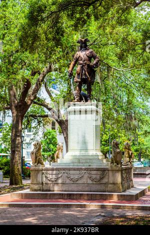 SAVANNAH, USA - 22 LUGLIO 2010: memorial a Savannah per il generale Oglethorpe a Savannah, USA. James Edward Oglethorpe fu un generale britannico e fondatore Foto Stock