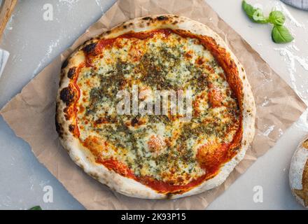 pizza vista dall'alto Foto Stock