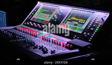 Controllo Musica pannello mixer console Sound SystemOperating Light nightclub Foto Stock