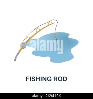 Icona della canna da pesca. 3d illustrazione dalla collezione di pesca. Creative pesca Rod 3D icona per web design, modelli, infografiche e altro ancora Illustrazione Vettoriale