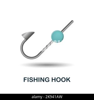 Icona gancio di pesca. 3d illustrazione dalla collezione di pesca. Creative Fishing Hook 3D icona per web design, modelli, infografiche e altro ancora Illustrazione Vettoriale