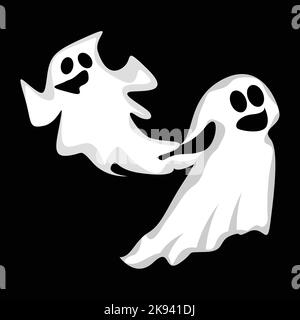 Ghost Logo Design, icona di Halloween, Halloween Costume Illustrazione, modello di banner celebrazione Illustrazione Vettoriale