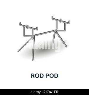 Icona pod asta. 3d illustrazione dalla collezione di pesca. Creative Rod Pod 3D icona per web design, modelli, infografiche e altro ancora Illustrazione Vettoriale