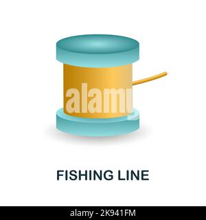 Icona della linea di pesca. 3d illustrazione dalla collezione di pesca. Creative Fishing Line 3D icona per web design, modelli, infografiche e altro ancora Illustrazione Vettoriale