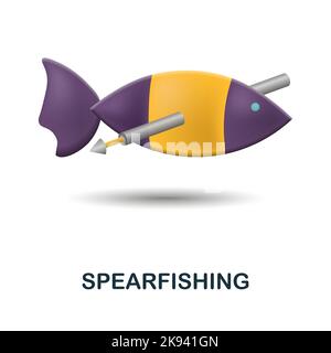 Pesca di spearfishing icona. 3d illustrazione dalla collezione di pesca. Creative Spearfishing 3D icona per web design, modelli, infografiche e altro ancora Illustrazione Vettoriale