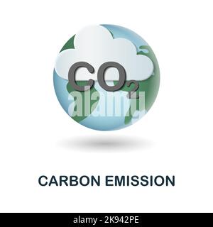 Icona emissioni di carbonio. 3d illustrazione della collezione di riscaldamento globale. Creative Carbon Emission 3D icona per web design, modelli, infografiche e. Illustrazione Vettoriale