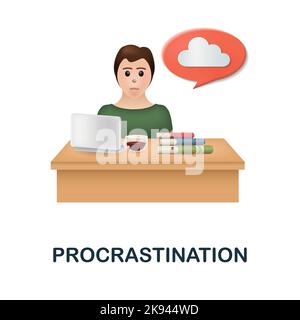 Icona di procrastinazione. 3d illustrazione della collezione human productivity. Creative Procrastination 3D icona per web design, modelli, infografiche e. Illustrazione Vettoriale